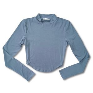 Woman’s Long Sleeve Mock Neck Cropped Shirt